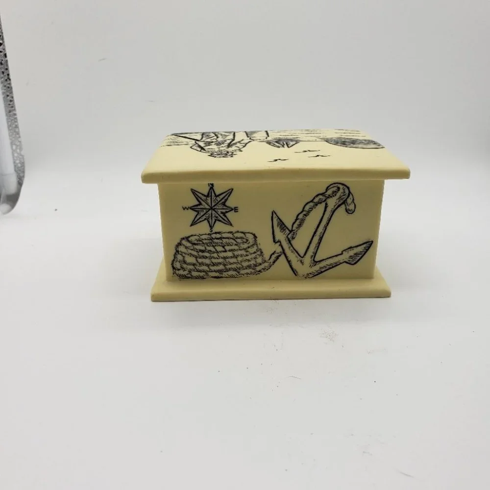 Etched Trinket Box Sailor Sailboat Anchor Design 1999